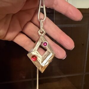 Elegant Silver Park lane  Pendant with Red and Pink Accents